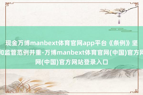 现金万博manbext体育官网app平台《条例》坚握促进发展和监管范例并重-万博manbext体育官网(中国)官方网站登录入口